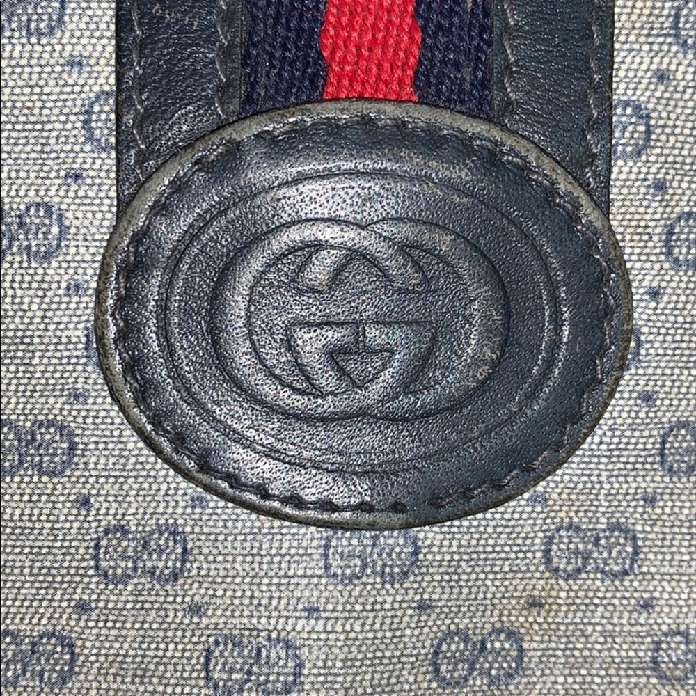 Vintage Gucci Gray with Navy Leather Trim